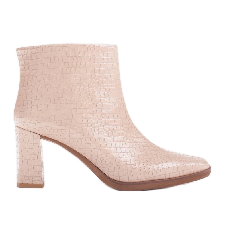 Marco Shoes Kombinált csizma kétféle bőrből bézs