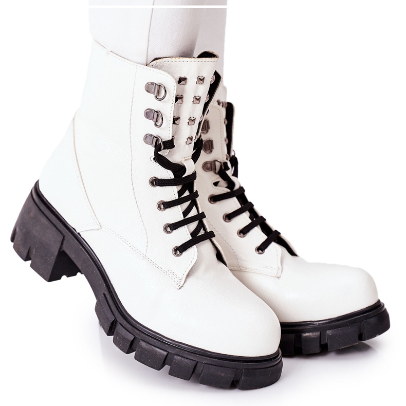 NAVY DOT Női Csizma Trapers Glany White Clethra fehér