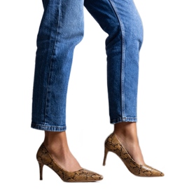 Teve szivattyúk Nickle kígyóbőr mintával barna Teve szivattyúk Nickle kígyóbőr mintával barna