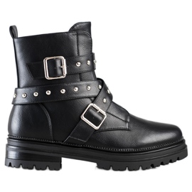 Bestelle Munkáscsizma strasszokkal fekete