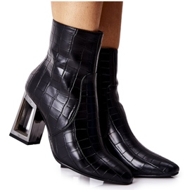 S.Barski Női fekete csizma krokodilbőr Milo