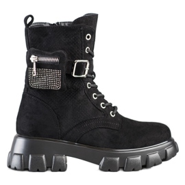 SHELOVET Velúr munkáscsizma zsebbel fekete SHELOVET Velúr munkáscsizma zsebbel fekete