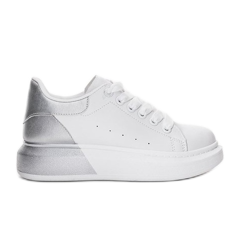 Fehér edzőcipő ezüst Run felsőrésszel