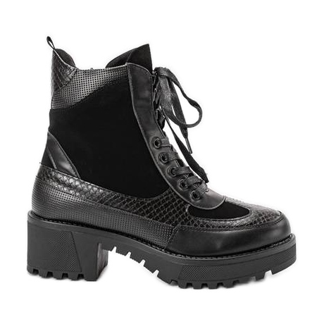 Fekete fekete Vel lapos sarkú cipő