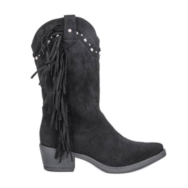 Fekete magas cowboycsizma Clover fúvókákkal