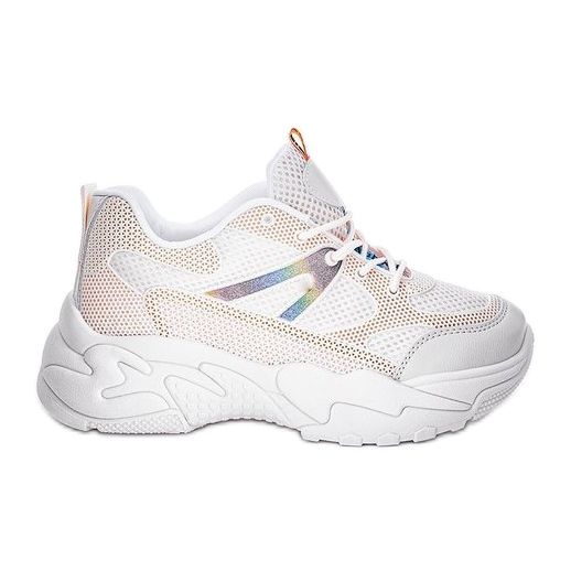 Bézs színű cipők vastag Alice talppal fehér