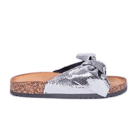 Fényes ezüst Cher papucs