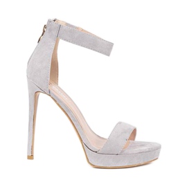 Szürke szandál a magas sarkú Be My Baby rózsaszín