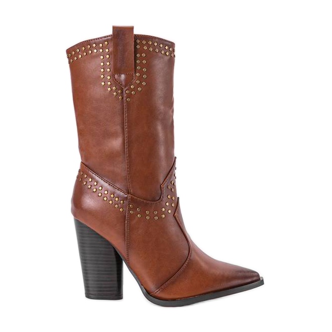 Barna cowboycsizma díszített Bora felsőrésszel