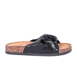 Fényes fekete Cher papucs Fényes fekete Cher papucs