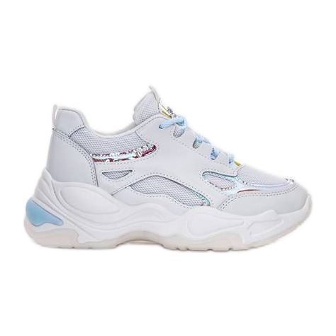 Fehér cipők vastag talppal a Big Fun -tól kék