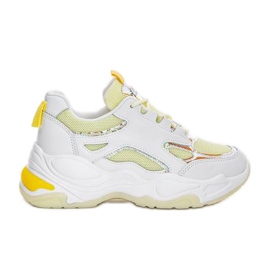Fehér cipők vastag talppal a Big Fun -tól sárga
