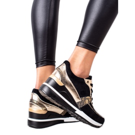 VINCEZA fekete és arany cipők aranysárga VINCEZA fekete és arany cipők aranysárga