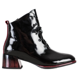 S. BARSKI S.BARSKI fűzős csizma magas sarkú cipőben fekete S. BARSKI S.BARSKI fűzős csizma magas sarkú cipőben fekete