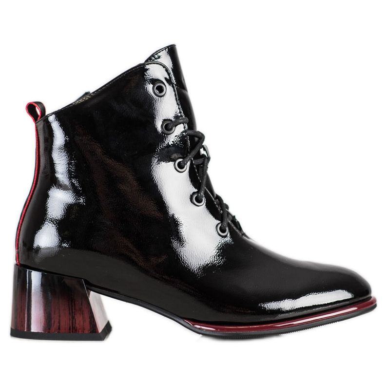 S. BARSKI S.BARSKI fűzős csizma magas sarkú cipőben fekete