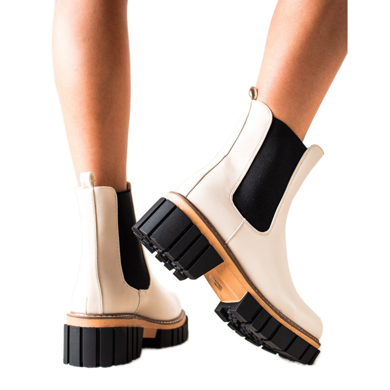 Seastar Chelsea csizma a divat platformon bézs fekete