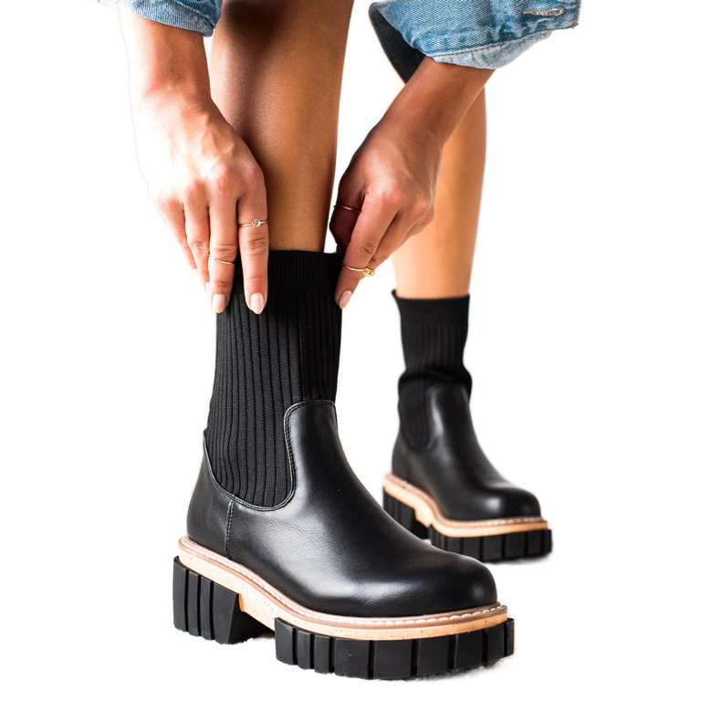 Seastar Csizma Jodhpur csizma zoknival fekete