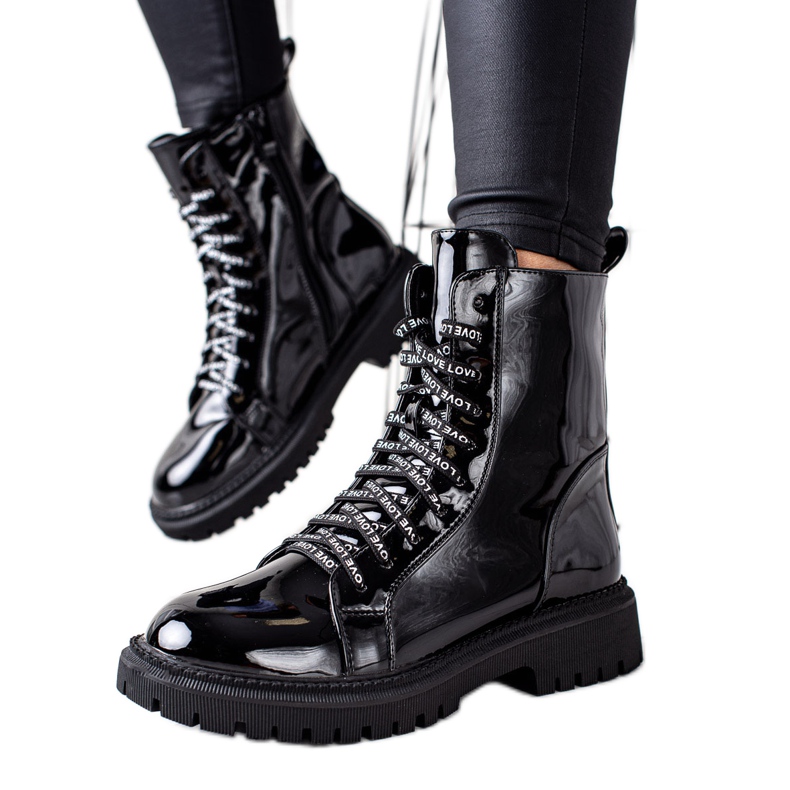 Goodin Patent Boots Love fekete