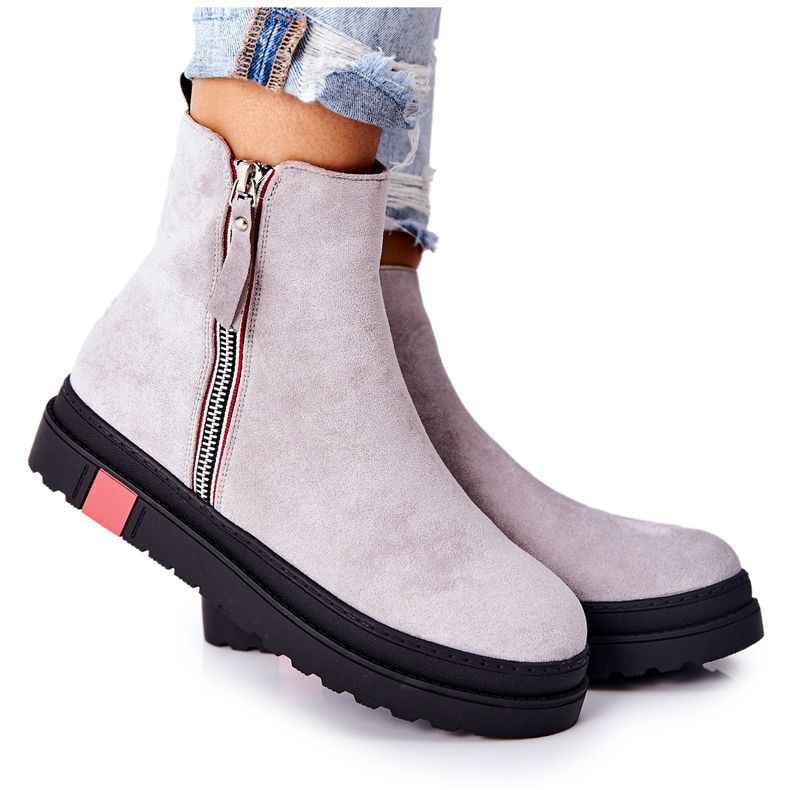 PS1 Velúr csizma Jodhpur csizma a Grey Nessa platformon szürke