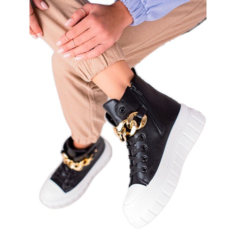 Seastar Magasszárú cipők lánccal fekete