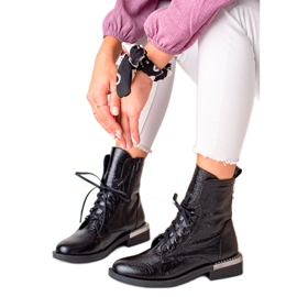 W. Potocki Elegáns fűzős Potocki csizma fekete