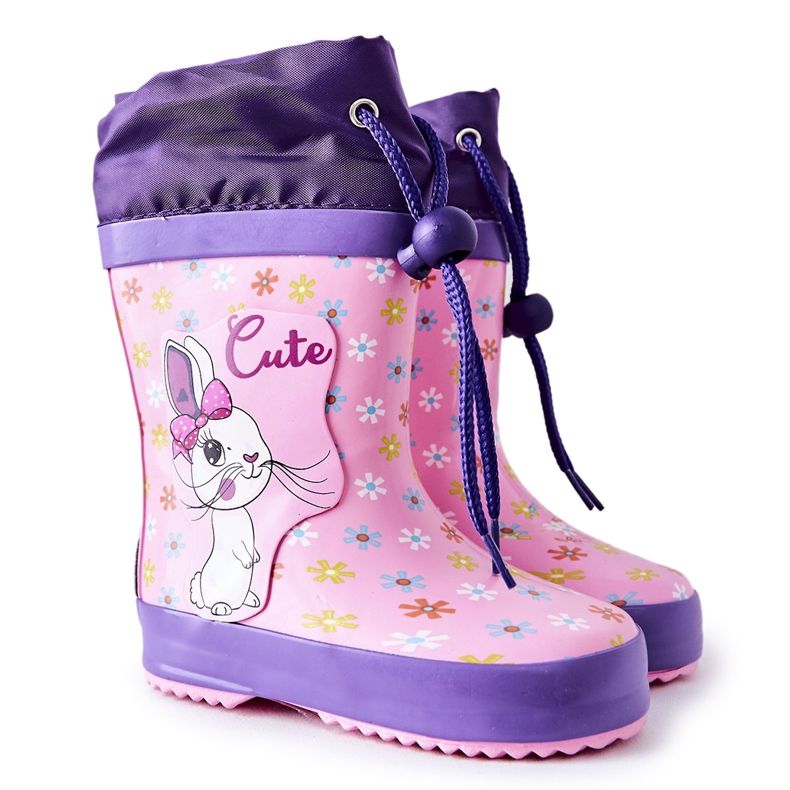 Gyermek rózsaszín gumi galoshes Hekamna nyúl