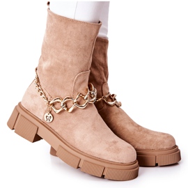 FB2 Velúr csizma Munkások Bézs Hellio