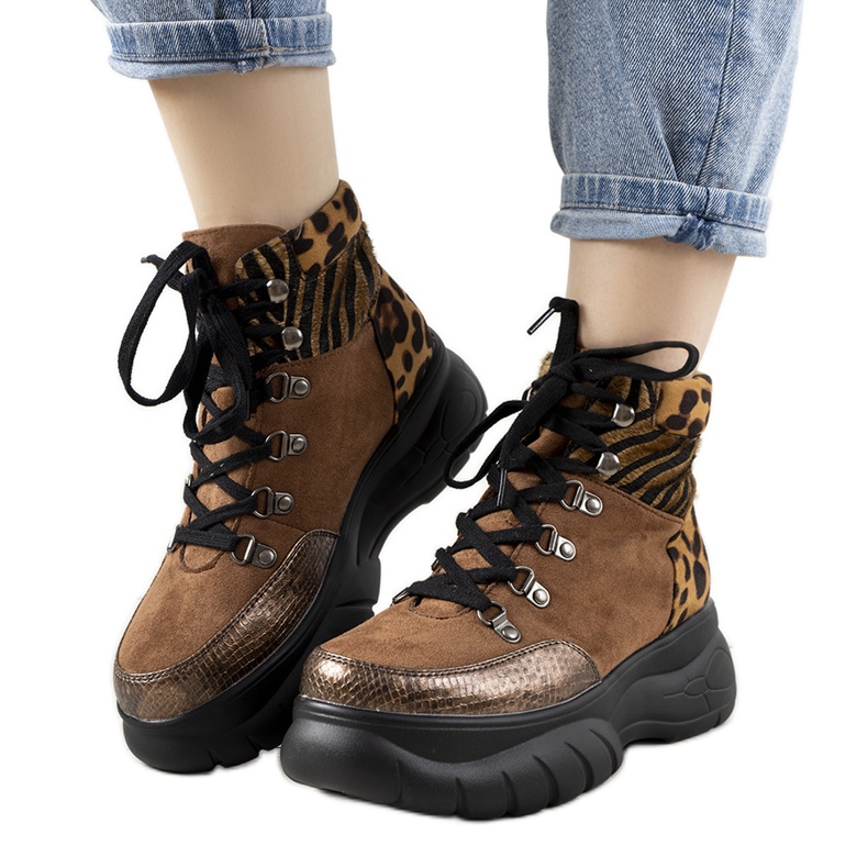 Barna téli cipők Cesaria állat témával