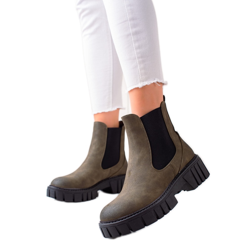 Eco bőrből készült Chelsea csizma Sergio Leone-tól zöld