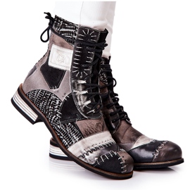 Maciejka szürke bőr Jodhpur csizma 05095-03 fekete