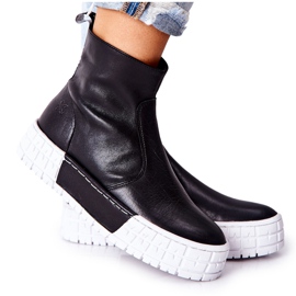 Maciejka Bőrcsizma a platformon Fekete 05216-01
