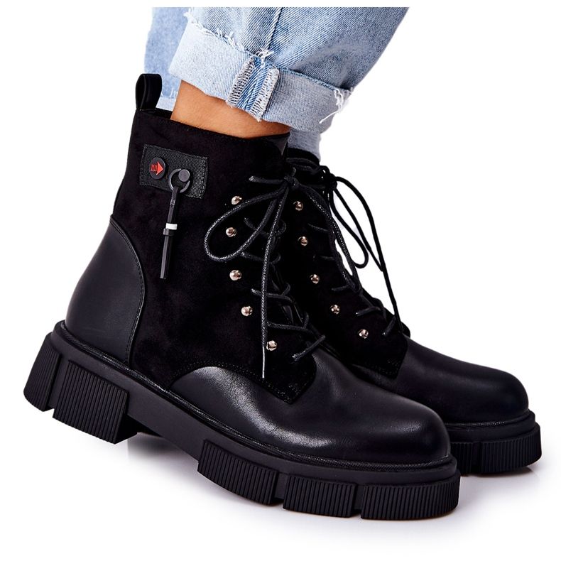 POTOCKI Bőrcsizma Dolgozók kötötték az utat! fekete