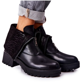 Vinceza Bőr csizma a magas sarkú fekete Challonte