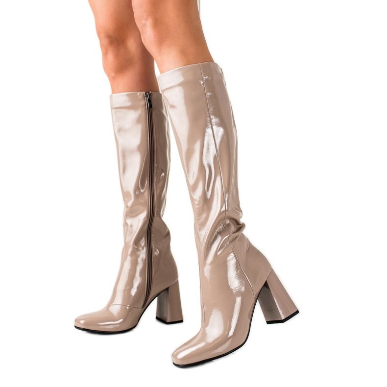 S. BARSKI Csillogó, magas sarkú csizma, S.BARSKI bézs S. BARSKI Csillogó, magas sarkú csizma, S.BARSKI bézs