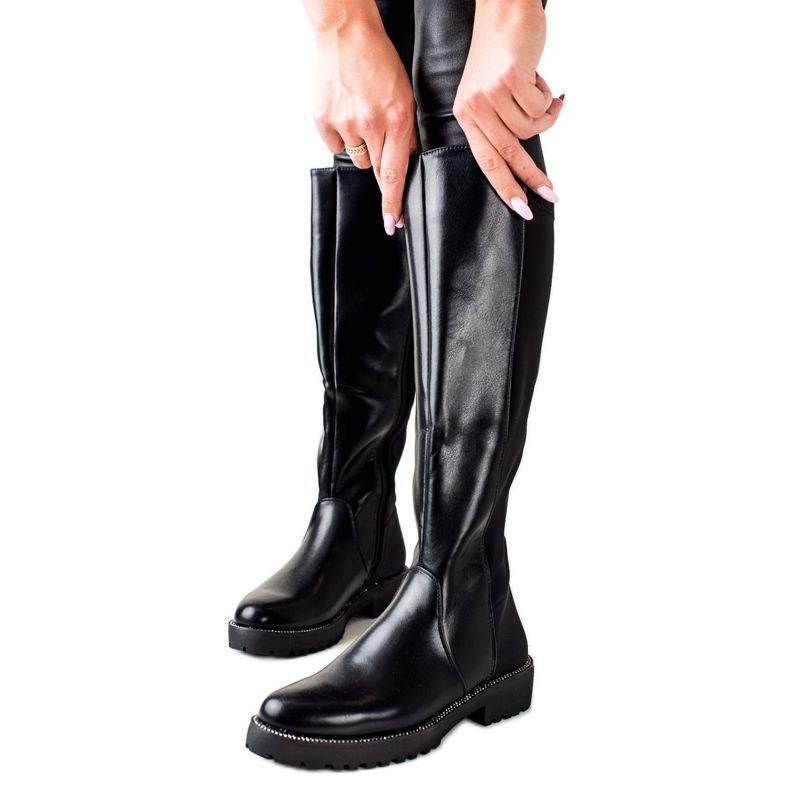 Bella Star Csizma ökobőrrel, cirkóniummal fekete