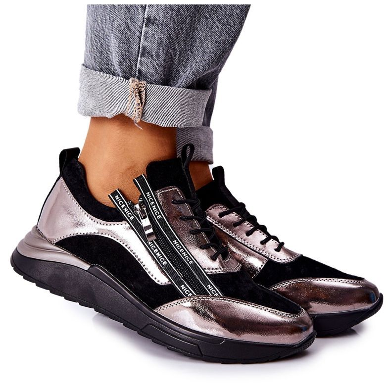 POTOCKI Bőr sportcipők Cipők Fekete Ezüst Minor