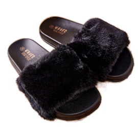 PH1 Alakú gumi papucs fekete Emmie szőrmével