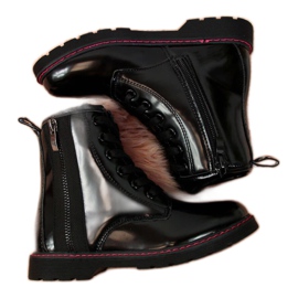 Szigetelt lakkozott csizma Jr EVE327A fekete fehér Szigetelt lakkozott csizma Jr EVE327A fekete fehér