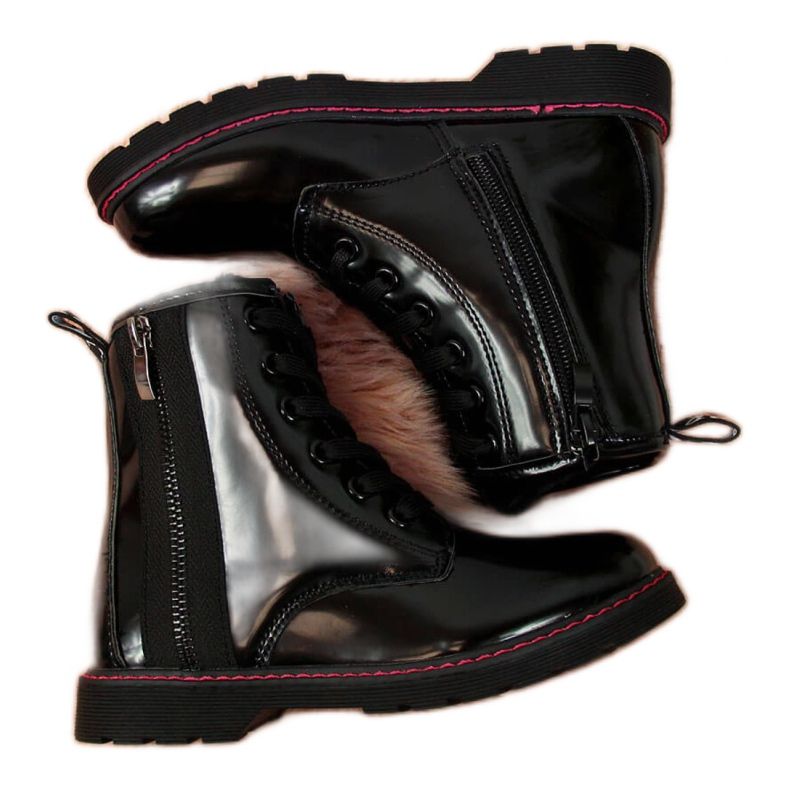 Szigetelt lakkozott csizma Jr EVE327A fekete fehér Szigetelt lakkozott csizma Jr EVE327A fekete fehér