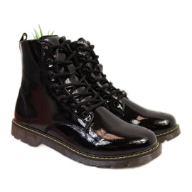 Meleg lakkozott csizma Miss❤E Jr EVE251A fekete fehér Meleg lakkozott csizma Miss❤E Jr EVE251A fekete fehér