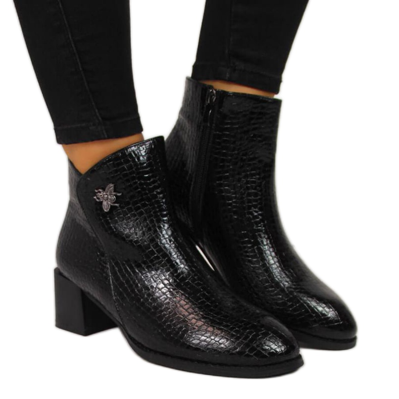 Fekete csizma, légy kígyóbőrrel Filippo W PAW287