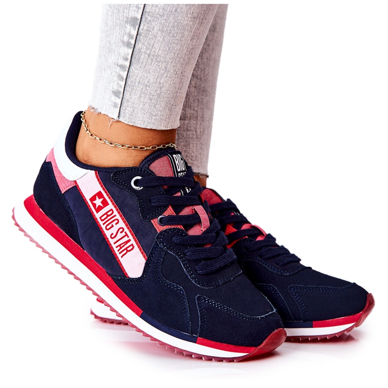 Bőr sportcipő Big Star II274270 Navy blue fehér piros sötétkék