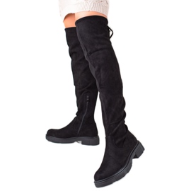 Seastar Magas velúr comb magas csizma fekete