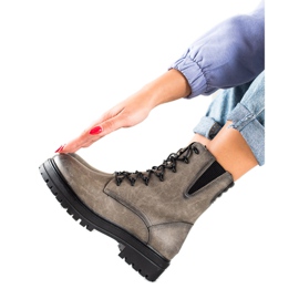 Sergio Leone Fűzős munkáscsizma mintával szürke Sergio Leone Fűzős munkáscsizma mintával szürke