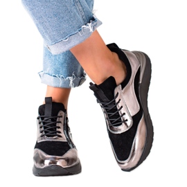 W. Potocki Fekete és ezüst cipők Potocki bőrből aranysárga