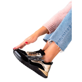 W. Potocki Fekete és arany cipők Potocki bőrből aranysárga