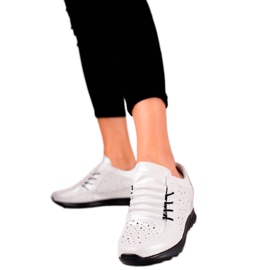 Bőr ék cipő VINCEZA fehér