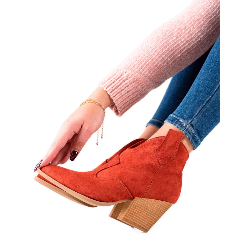 Lucky Shoes Piros velúr cowboycsizma