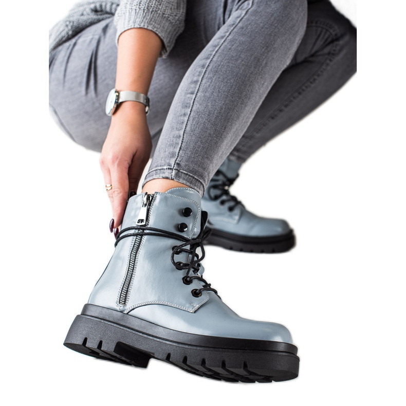 Sixth Sense Fűzős csizma dekoratív cipzárral kék Sixth Sense Fűzős csizma dekoratív cipzárral kék