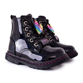 PE1 Lakkozott csizma gyapjú fekete anlonnal melegítve ['fekete']